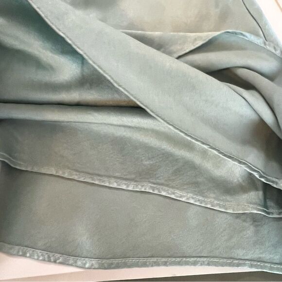 Lanston NWT Seafoam Green Bias Cut Mini Slip Dress Lined Metallic Sheen Green XS - Picture 13 of 13